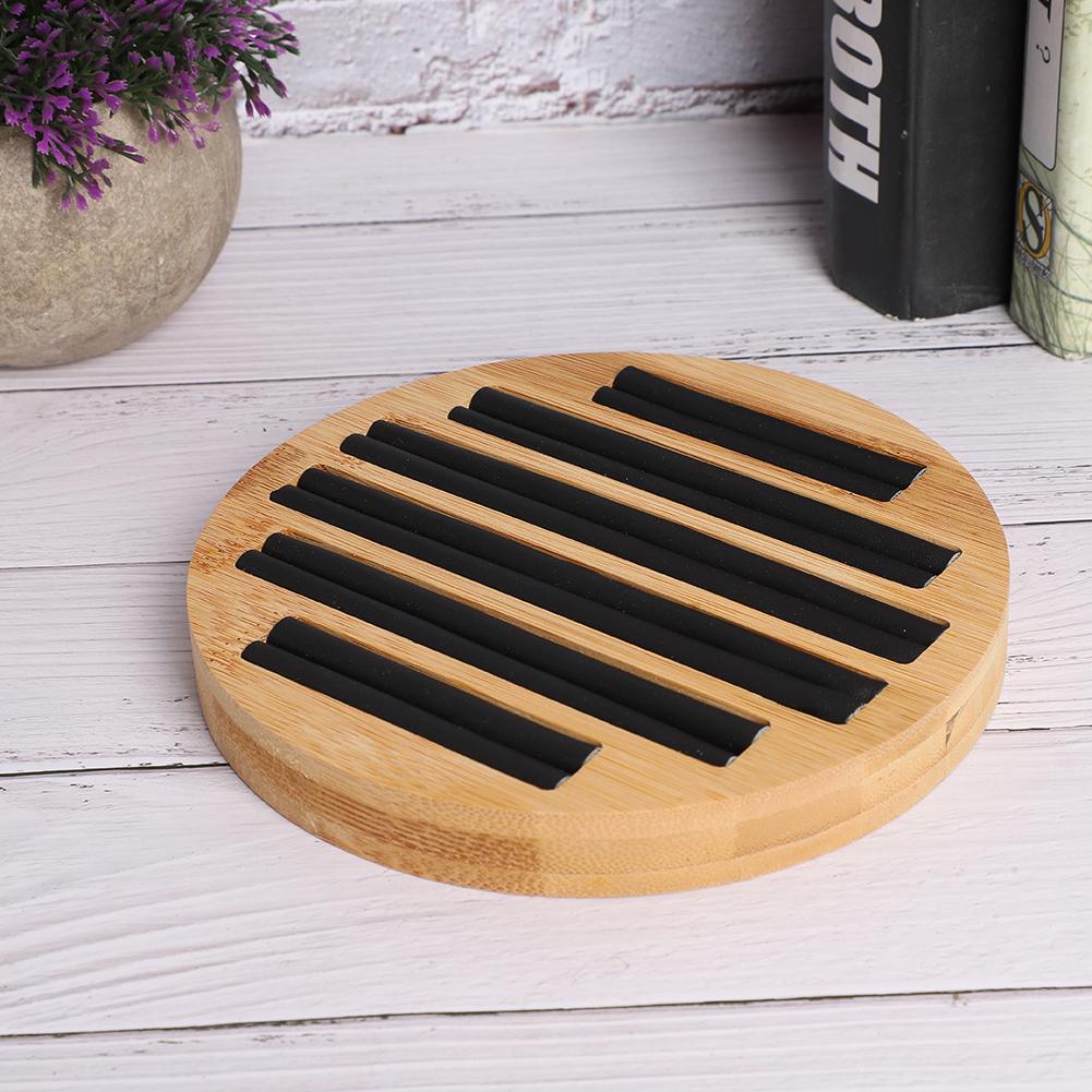 Bamboo Round Rings Holder Tray Showing Plate Jewelry Organizer Display for Store Shop