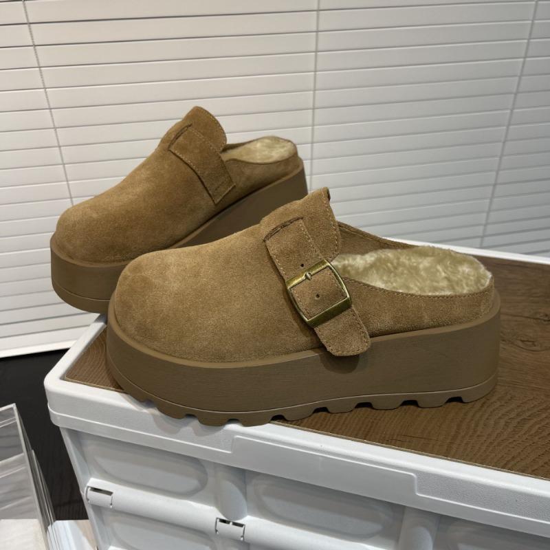 Thick-soled half-tow women's autumn and winter new versatile Mao Mao slippers muffin shoes cotton tow half-tow platform shoes