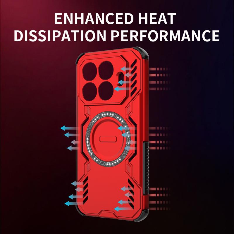 KEYSION Hollow Heat Dissipation Case for Xiaomi 15T Pro 5G Silicone+PC Magnetic Cooling Shockproof Phone Cover for Xiaomi 15T