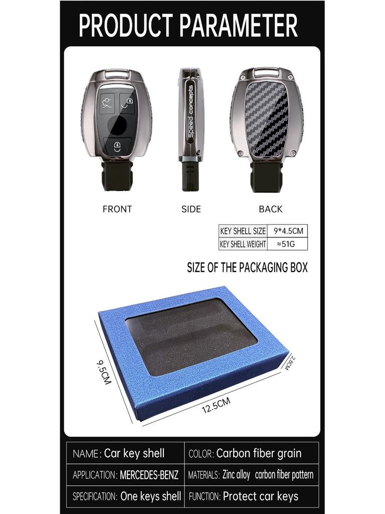 Key Cover for Mercedes-Benz Models: C200L, GLA, B200, CLA220, Old C180L, A180, GLC.