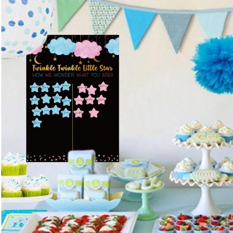 Gender Reveal Party Supplies Cloud Poster with Boy Girl Stickers for Baby Shower Gender Announcement Party Accessories
