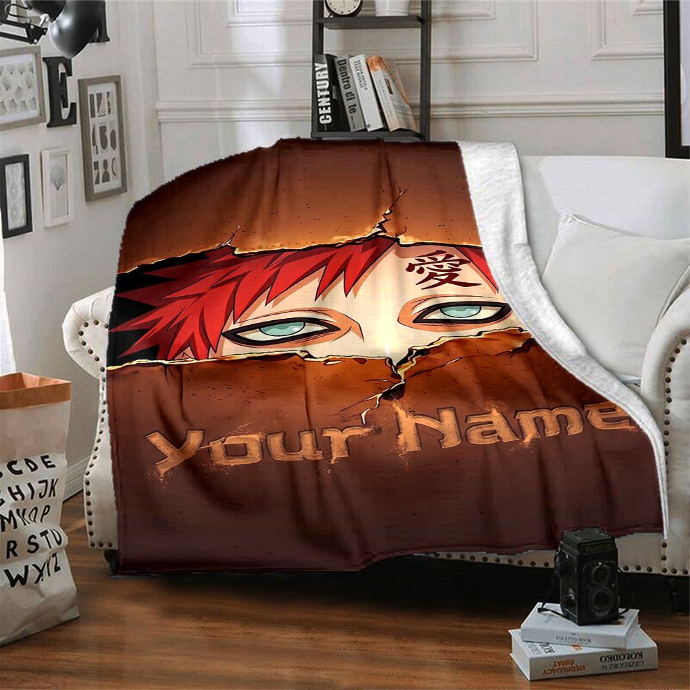 Naruto Character Customize Your Name Blanket Throw Customizable Blanket Soft & Cozy Suitable for Living Room Office Chair Seaside Bedding