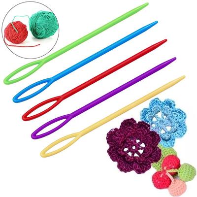 10 Adet Renkli Plastik El Dikiş İğnesi Tığ İğneleri DIY İplik Örme Goblen Örgü El Örgü Aleti Kazak İğnesi