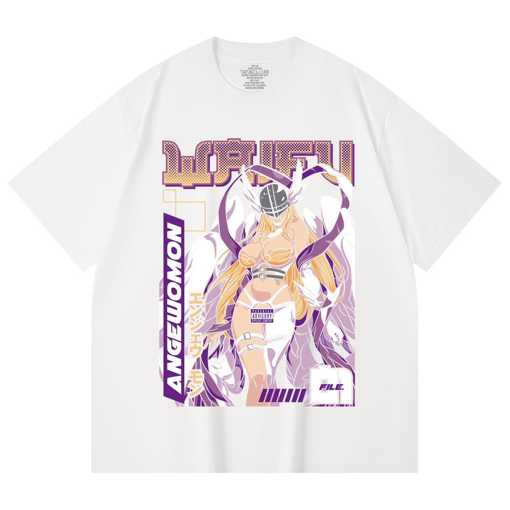 230 Gsm 100% Cotton Digimon V9 Angewomon Waifu Print Unisex Heavy Cotton T Shirt