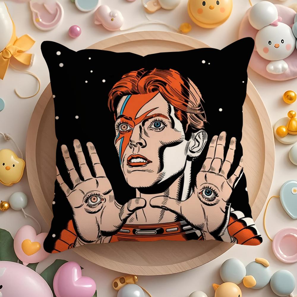 David B-Bowie Cushion Cover Short Plush Double-Sided Printing Home Machine Washable In Warm Winter Pillow Case