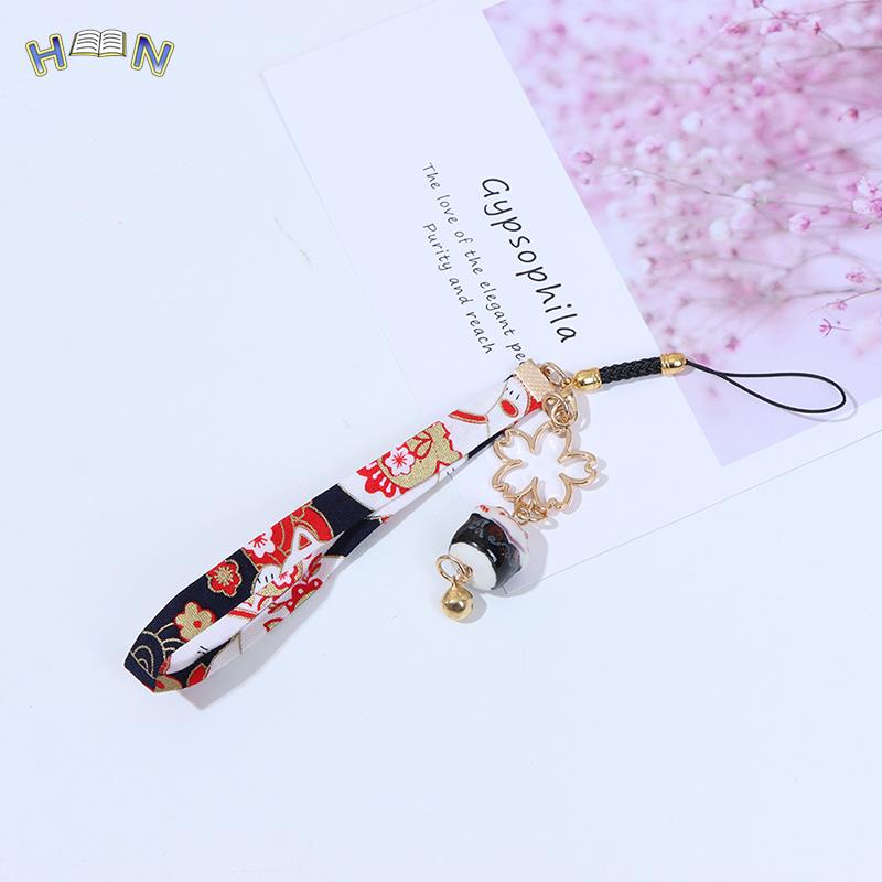 1pcs Phone Strap Lanyards Daisy Flower Cat Bell Mobile Phone Hang Rope Charm Decor