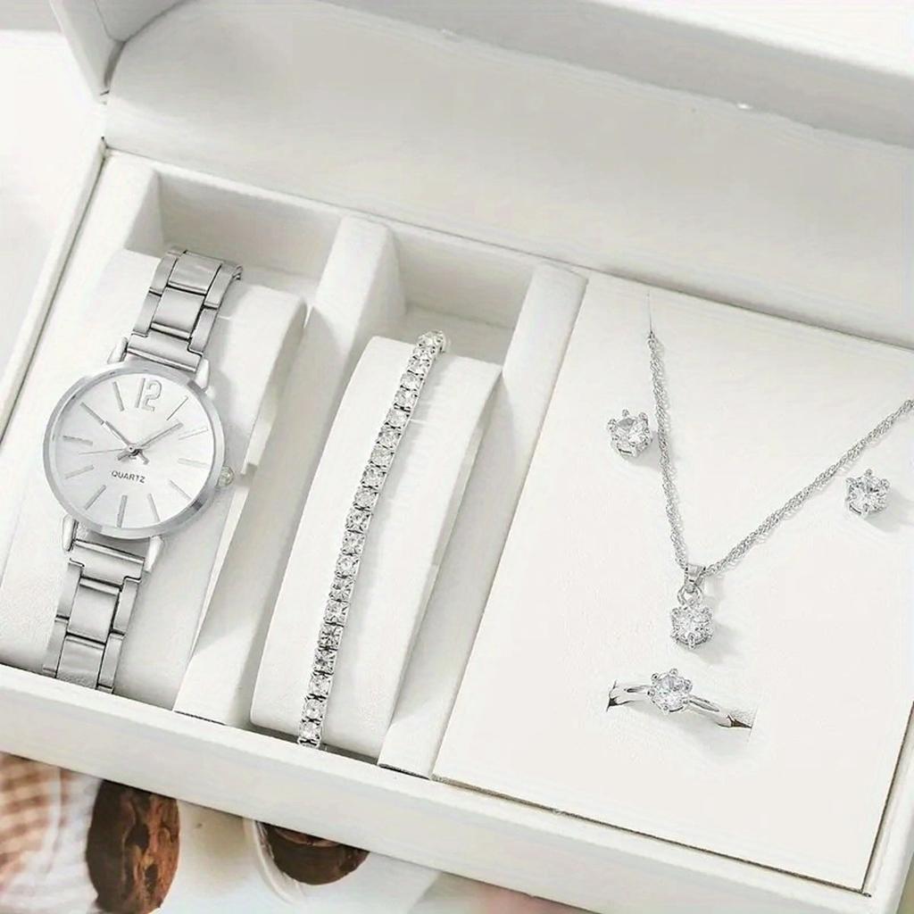 1set-Fashion Promise: Ladies' Gold Strap Quartz Watch Jewelry Set Meets Elegant Time (No Box)