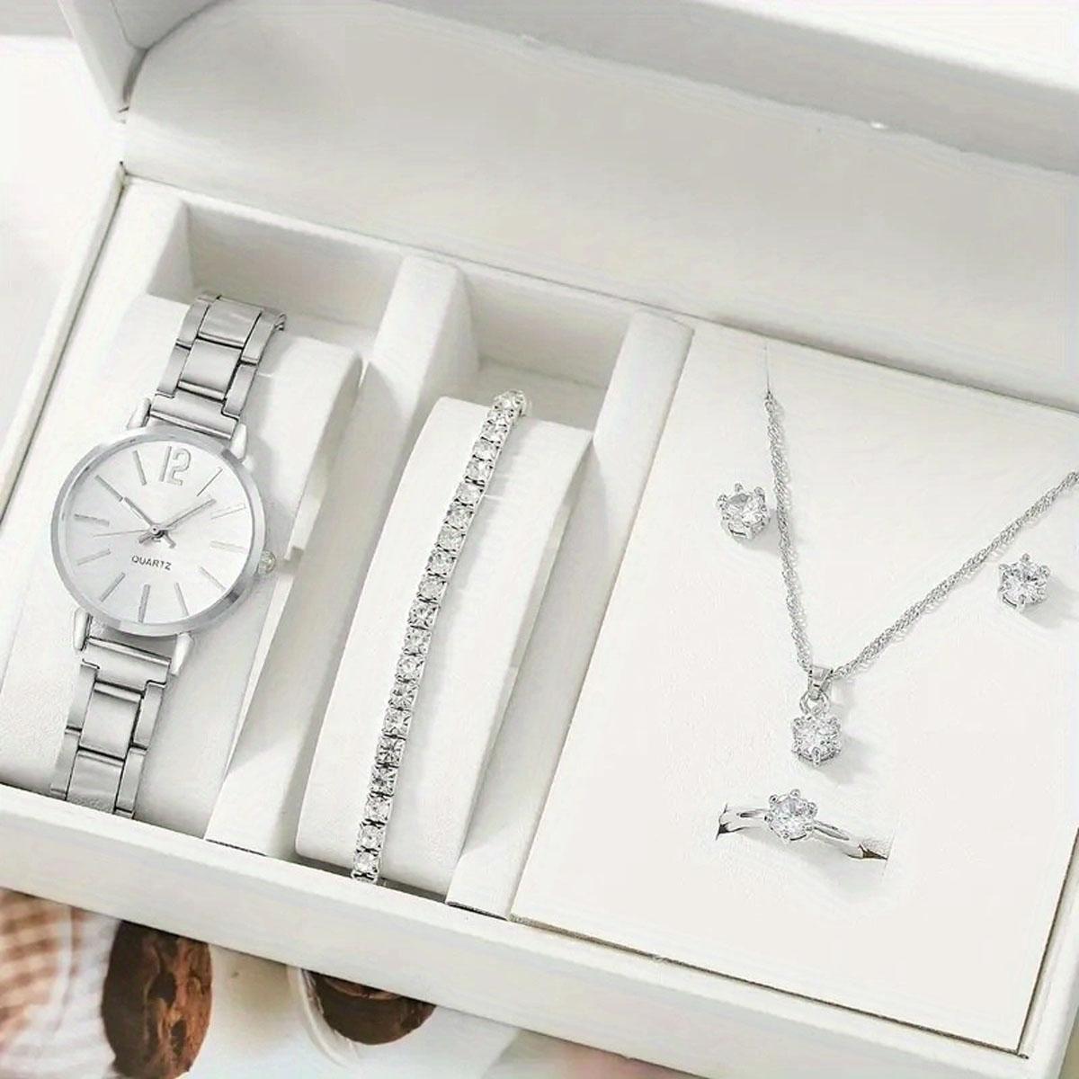 

1set-Fashion Promise: Ladies Gold Strap Quartz Watch Jewelry Set Meets Elegant Time (No Box)