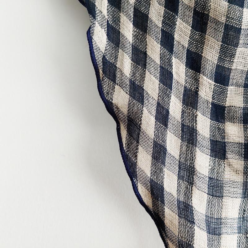 

Korean-Style Dew Pure Linen Plaid Scarf - Women s Breathable Sunshade & Windproof Neck Protection 35x100 cm