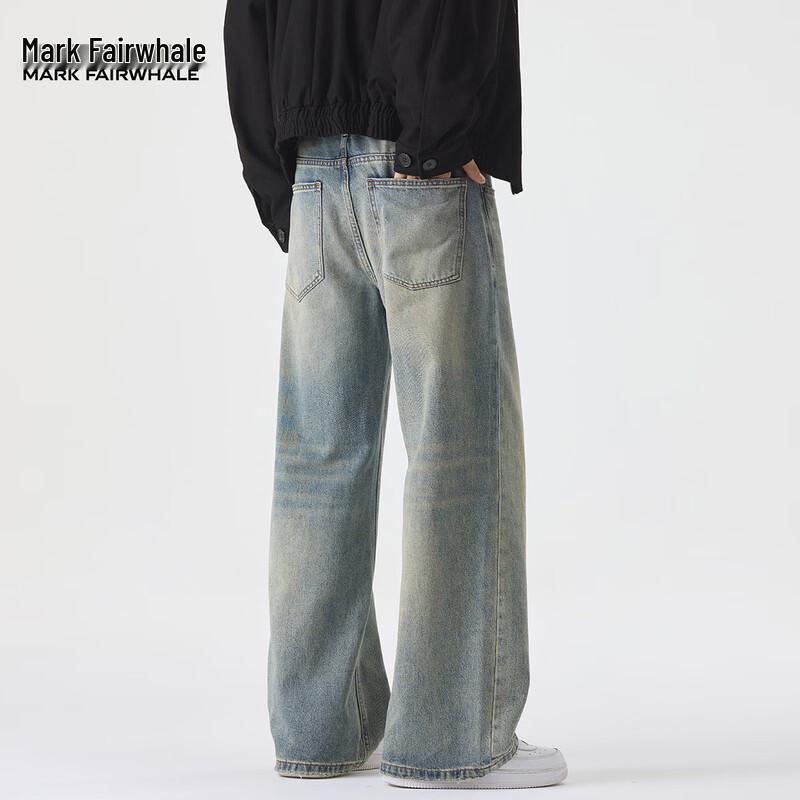 Mark Fairwhale Men's American Retro Distressed Straight Fit Jeans