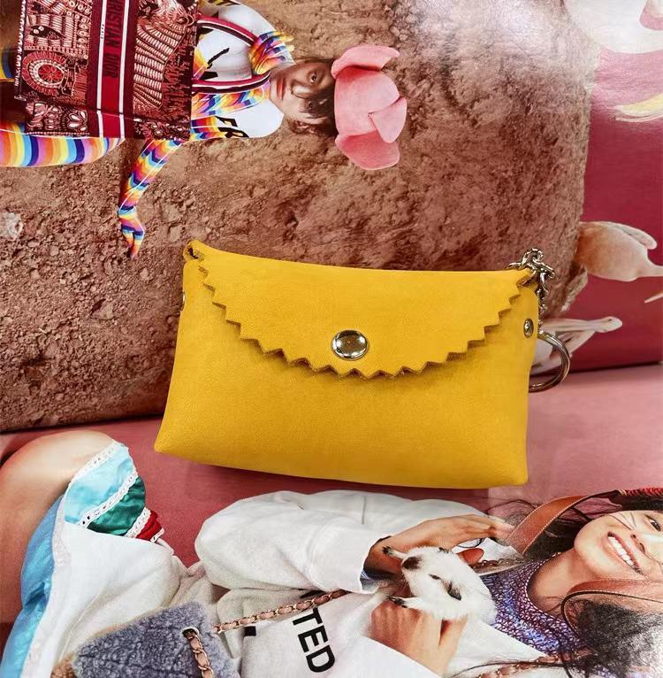 Women s Genuine Leather Mini Coin Wallet - Korean Style Coin Purse & Key Holder золотисто-желтый