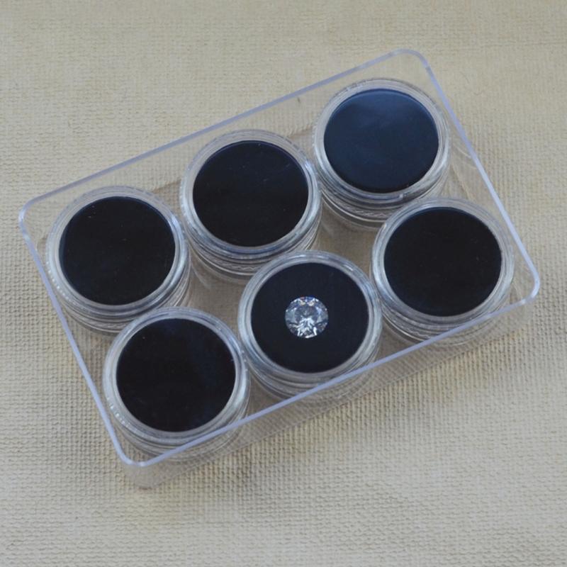 6 Stück Klarer Acryl-Edelsteinbehälter mit Schwammeinlage Klare Schmuck-Vitrine Aufbewahrungsbox