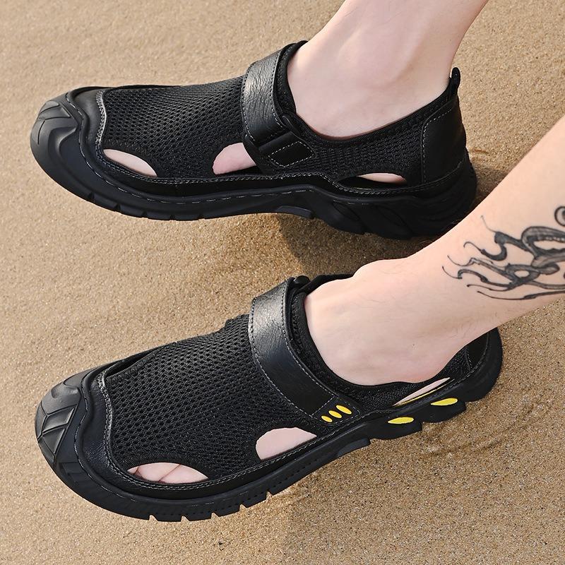 Men's Sandals Mesh Breathable Men's Shoes New Large Size Casual Shoes Light and Comfortable Summer Bag Head Mesh Shoes