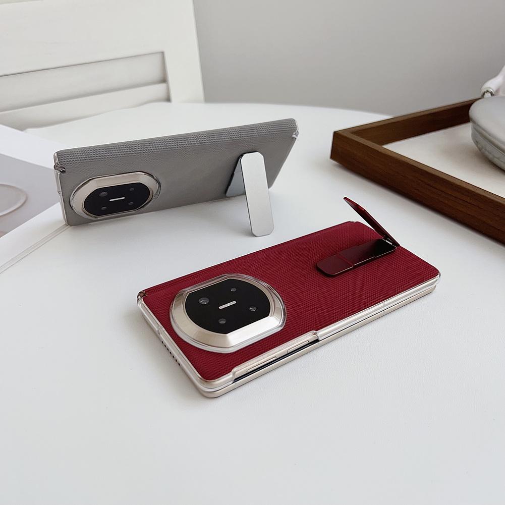 Checkered Veneer with Metal Rotating Bracket Holder Phone Case For Huawei Mate X7 Slim Protective Cover