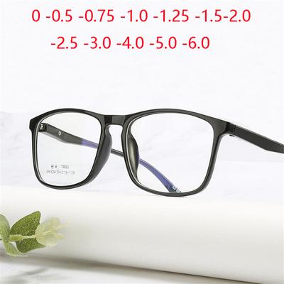 Big Frame Square Nearsighted Glasses Stylish TR90 Spring Leg Shortsighted Lens Prescription Eyeglasses Diopter -0 . 5 -0 . 75 To -6