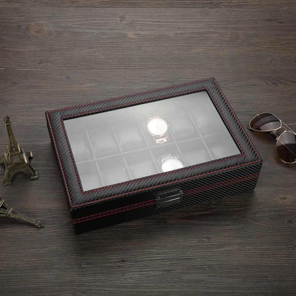 Carbon Fiber Texture Watch Box Woven Pattern Watch Display Box Jewelry Container Watch Collection