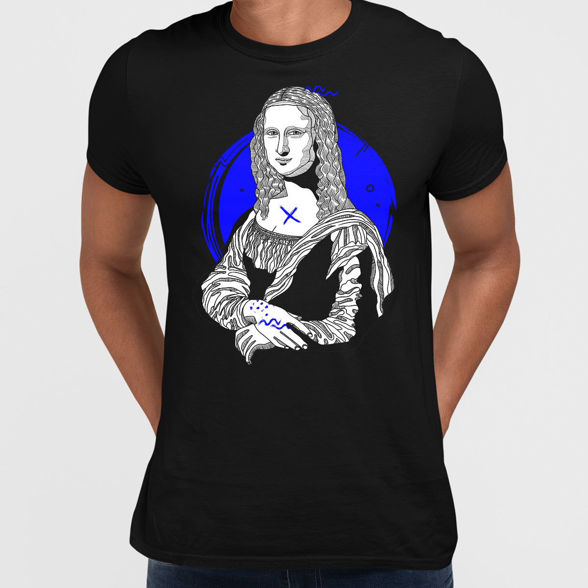 

Mona Lisa Geometric Drawing T-Shirt Creative Gioconda Leonardo Tops XXXL чорний