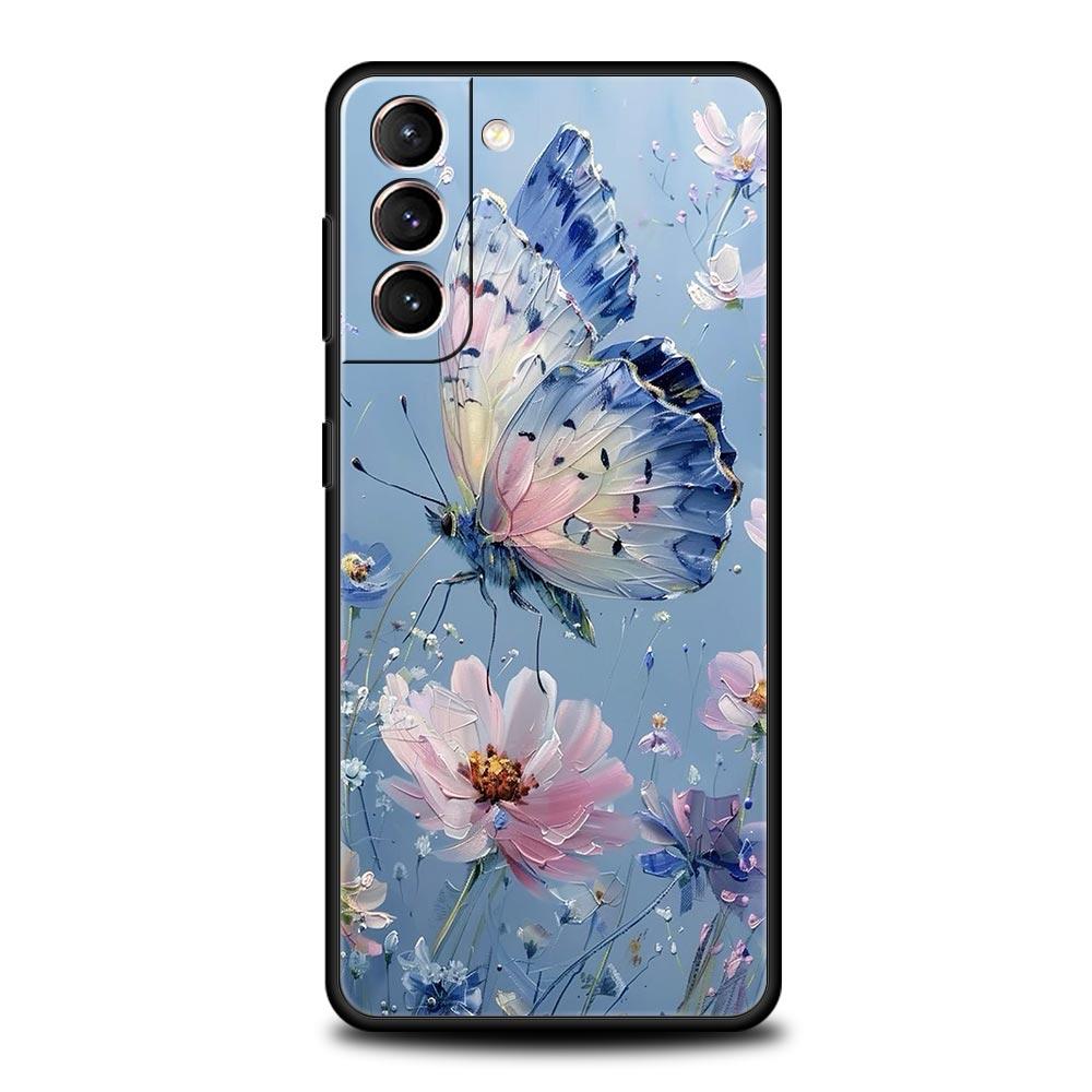 Oil Painting Of Flowers Phone Case For Samsung Galaxy S26 Ultra S25 Plus S24 FE S23 S22 5G S21 S20 Cover Black Soft
