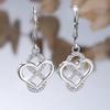 White Zircon Infinite Heart-shaped Drop Earrings for Women Silver Color Wedding Endless Eternal Jewelry Gift