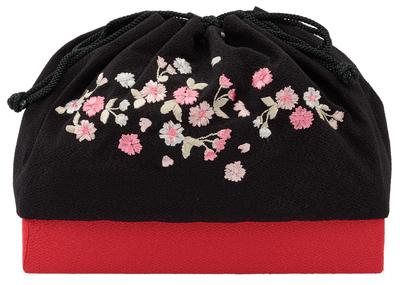 [SOUBIEN] Sac Soubien, Article Unique, Sac à Cordon, Cérémonie de Remise des Diplômes, Hakama, Cérémonie de la Majorité, Furisode, Broderie, Noir B x Cerise