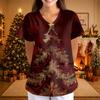 Women's Casual 3/4 Sleeve Neck Top with Christmas Print