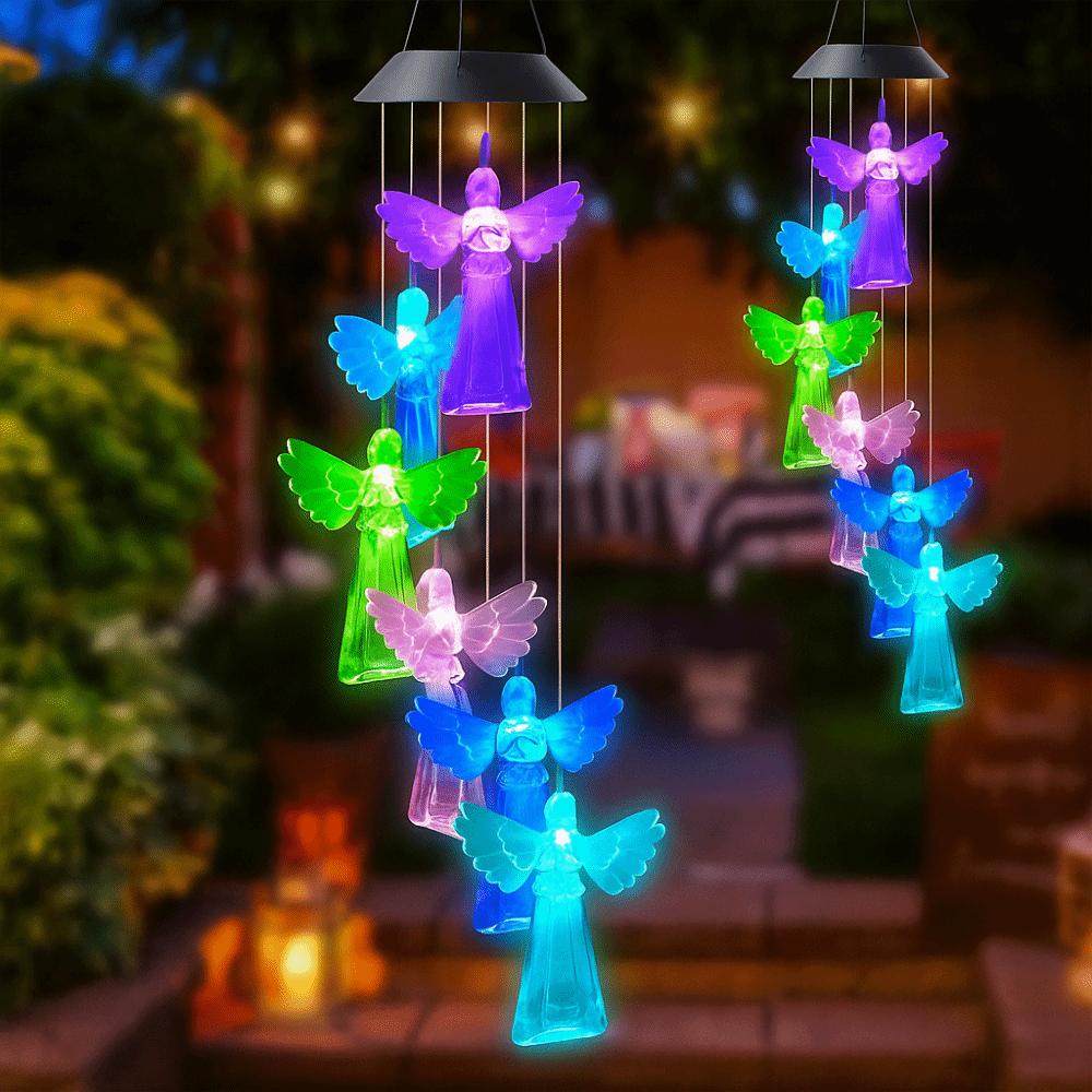 Beautiful Hanging Solar Angel Wind Chime Decorative Colorful Wind Chimes Light ABS LED Wind Chime Gifts