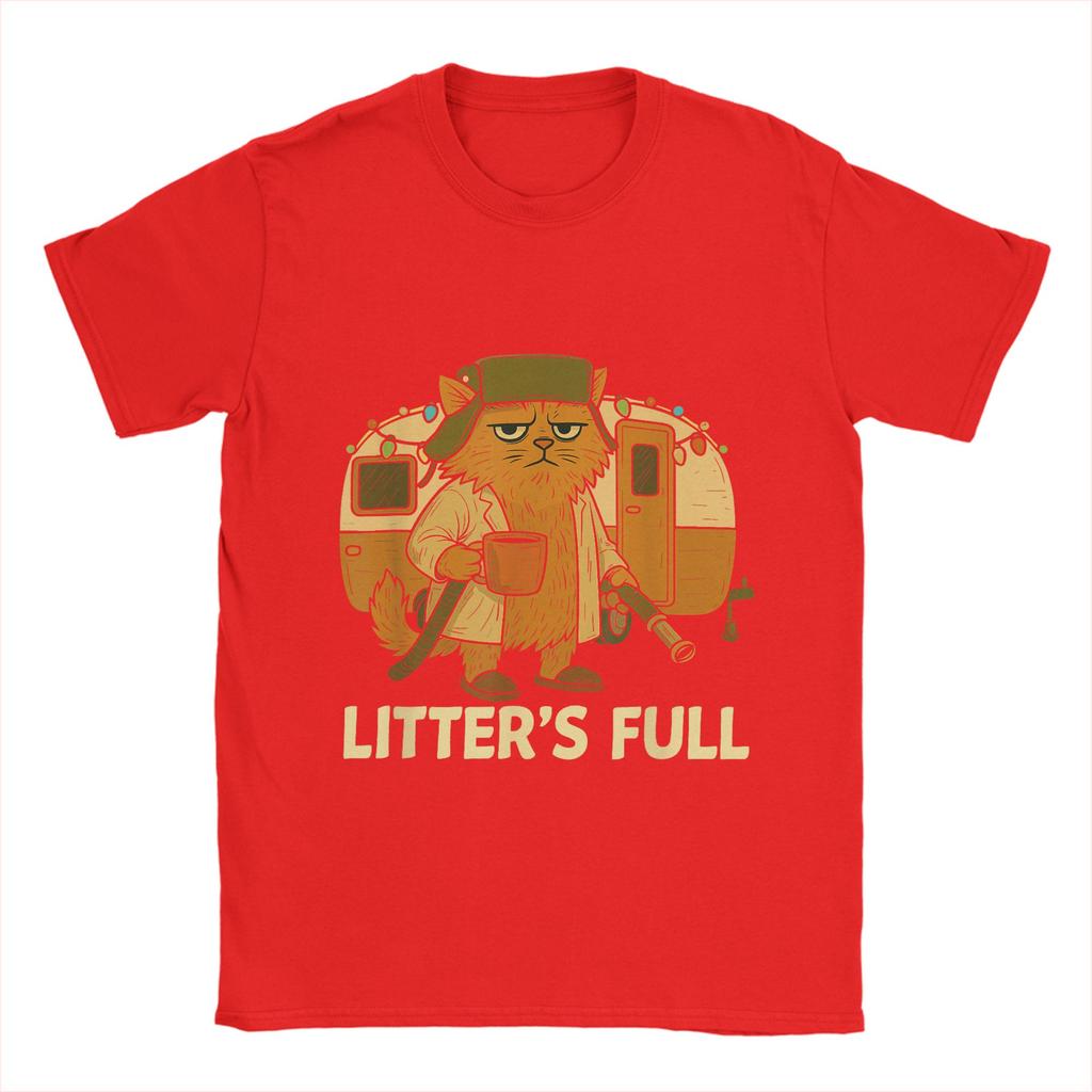 Men T-Shirts Funny Litters Full Cat Vintage 100% Cotton Tee Shirt Short Sleeve T Shirt Crewneck Tops Plus Size