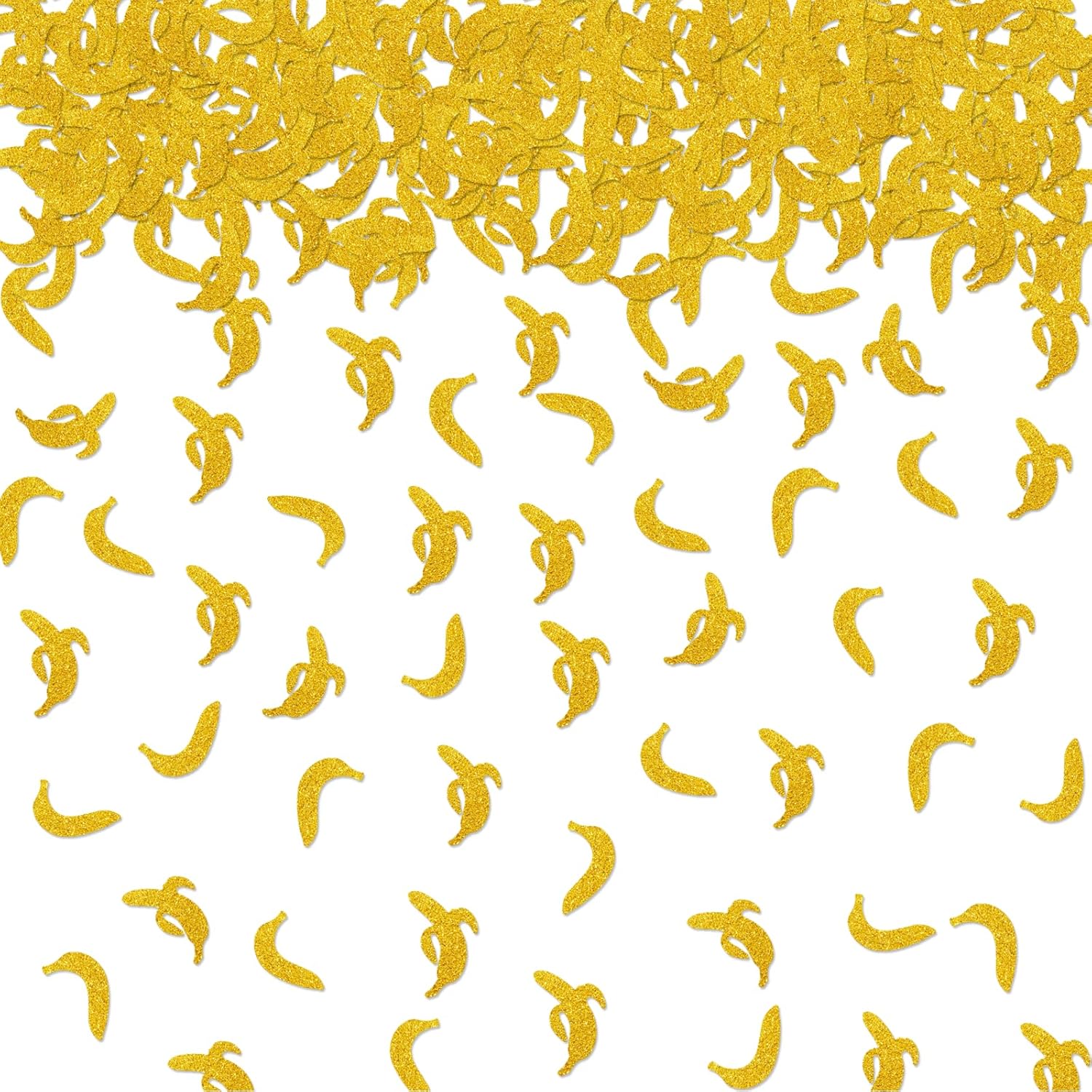 100pcs Banana Confetti, Gold Glitter Banana Table Confetti for Baby Shower, Banana Paper Scatters, Fruit Themed Birthday/Tropical Party Table
