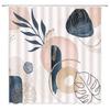 Fabric Geometric Shower Curtain, Mid-Century Modern Geometric  Herringbone Chevron Blue Black Gray Square Bathroom Decoration