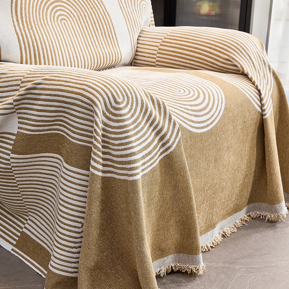 1 Pc Soft and Comfortable Bohemian Sofa Cover - Anti Slip Furniture Protection Blanket with Fashionable Tassels - Perfect for Be