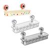 Storage Rack Vacuum Suction Cup Storage Rack Wall Mounted Space Saving Organizer with Hollow Drainage Design Mildew Resistant Bathroom Shelf