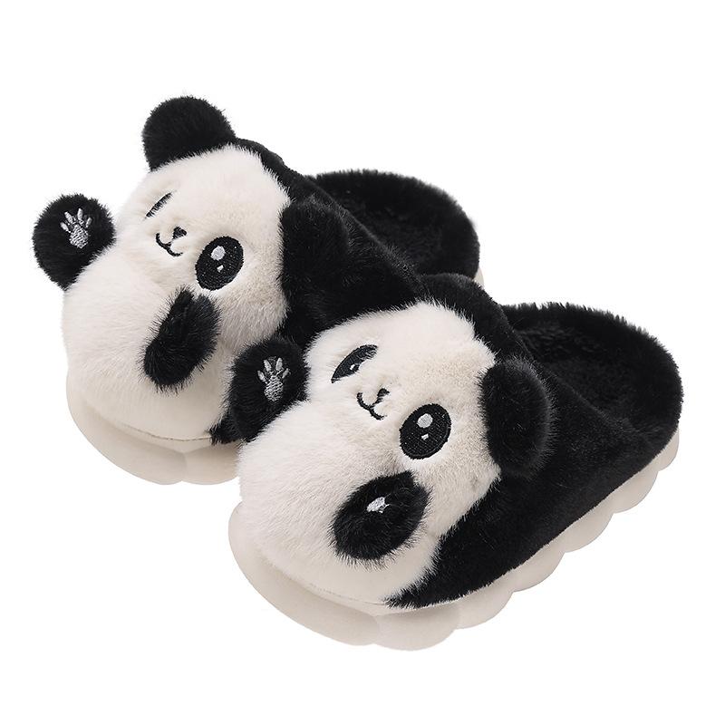 New Cute Children's Cartoon Panda Winter Slippers Comfortable Warm Cotton Shoes Boys Girls Indoor Home Fluffy Slippers