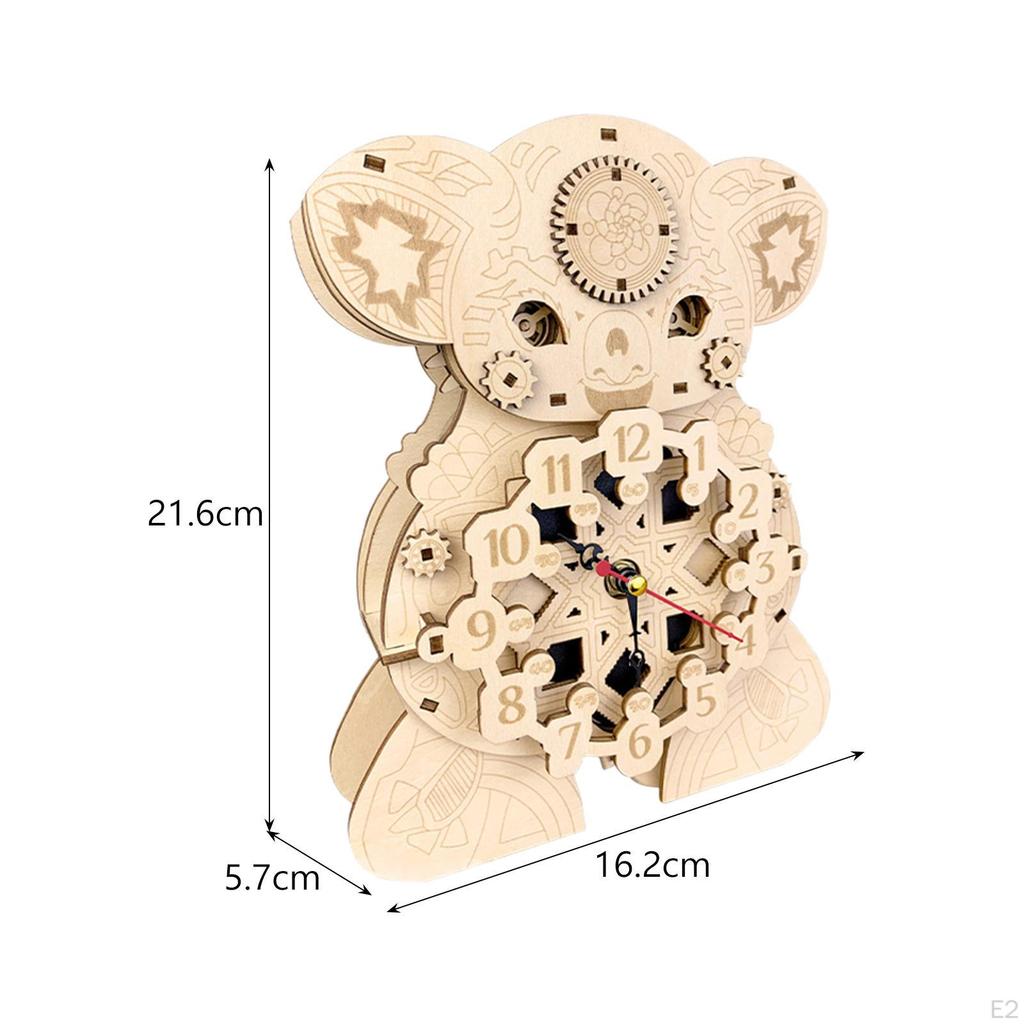 Wooden Clock Puzzle Craft Kits Vintage Pendulum for Gifts Teens Adults