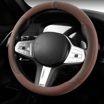 Her Mevsim İçin Süet Kapak Otomatik Direksiyon Simidi Kılıfı Ultra İnce Kaymaz D Şekilli Yuvarlak Nefes Alabilir Araba Direksiyon Simidi Koruyucu