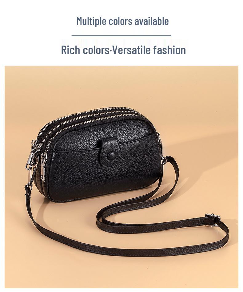 Women's Genuine Leather Mini Crossbody Bag - Large Capacity, Fashionable Phone & Mommy Bag
