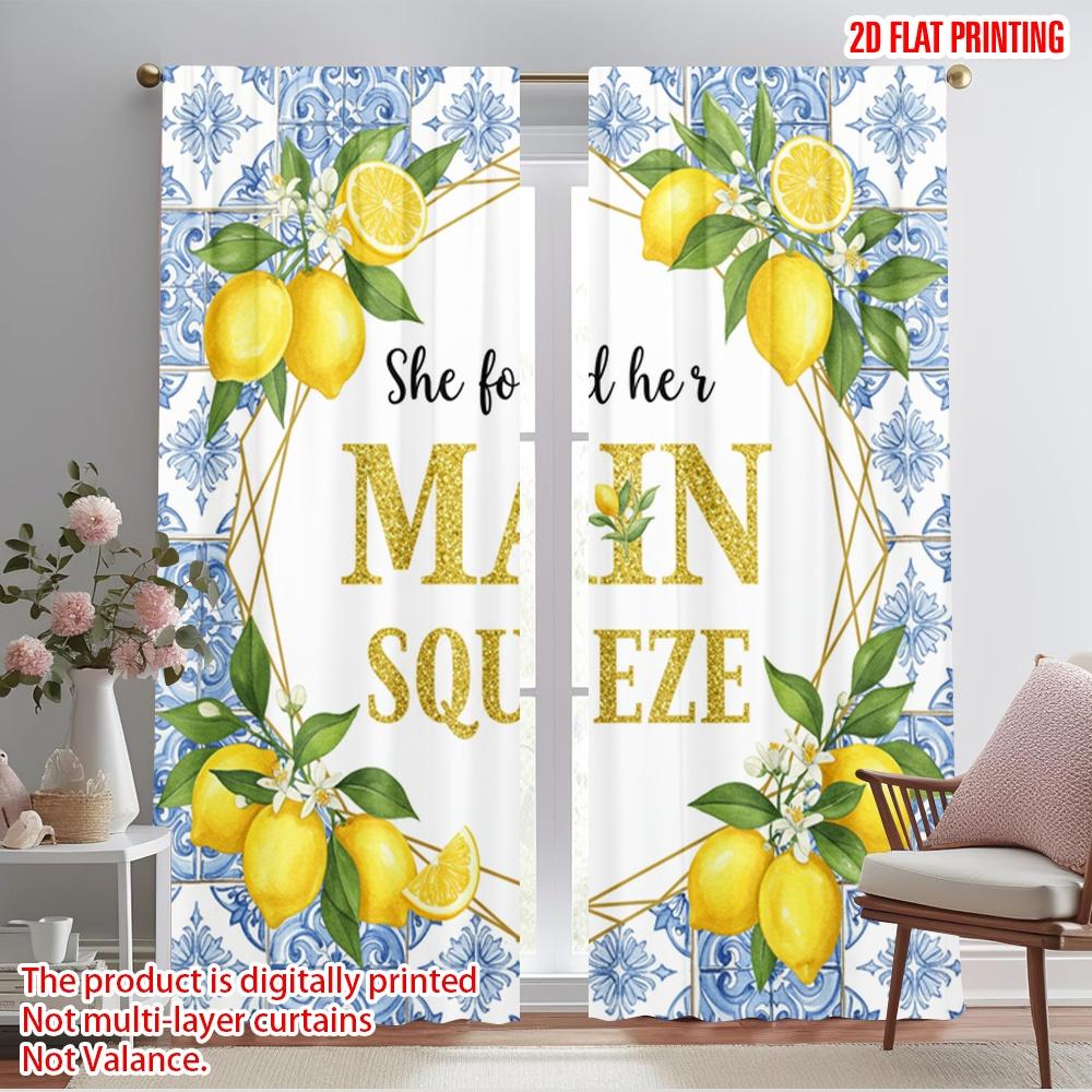 

2pcs 2D flat printing Drapes She Found Her Main Squeeze Polyester Without Electricity Seasonal Party & Holiday Decor Use for 52.50×116.00 CM 2pcs