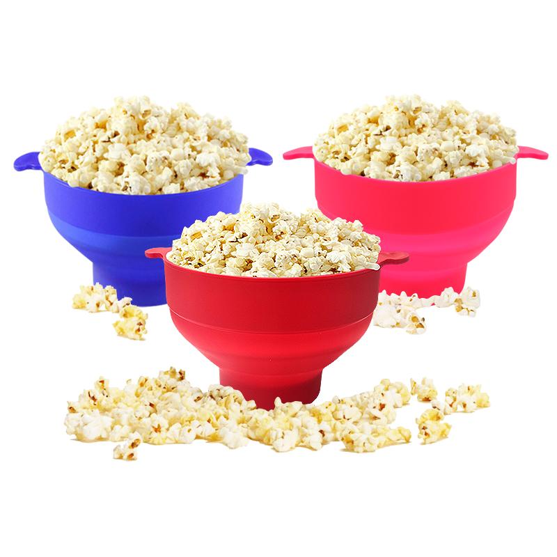 Collapsible Silicone Lid Microwave Popcorn Maker with BPA Free Bowls