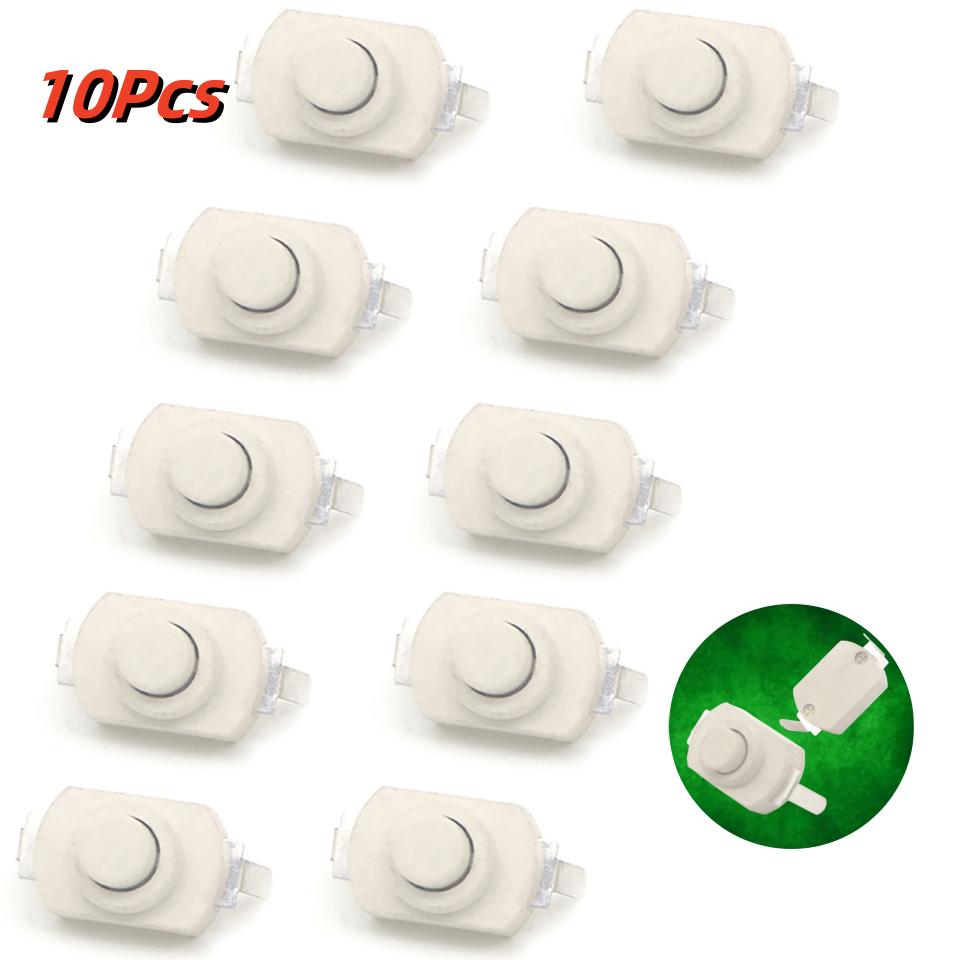10Pcs 1288BM DC 1A/30V Flashlight Right Angle Switch Balck/White Mini Push Button Switch for Electric Torch Self Locking ON-OFF