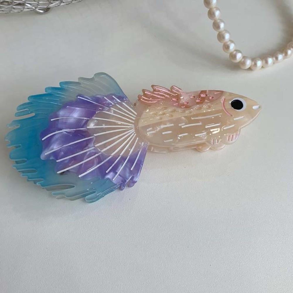 Acrylic Silver Arowana Shark Clip Fish Acetic Acid Hair Claw Personalized Guppy Hair Claw  Female