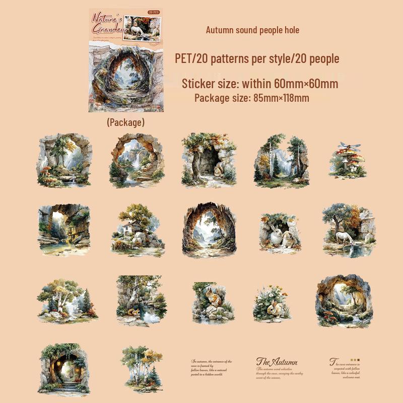 

Yi Niao Mountain & River Theme Sticker Pack: 20 Retro Scenery Sheets, 6 Styles