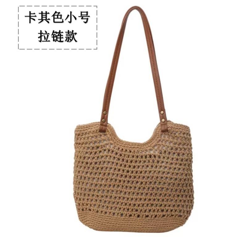 Premium Straw Woven Bag Women's Handwoven Bag Large Capacity Shoulder Tote Bag Seaside Vacation Beach Bag Women's Bag
