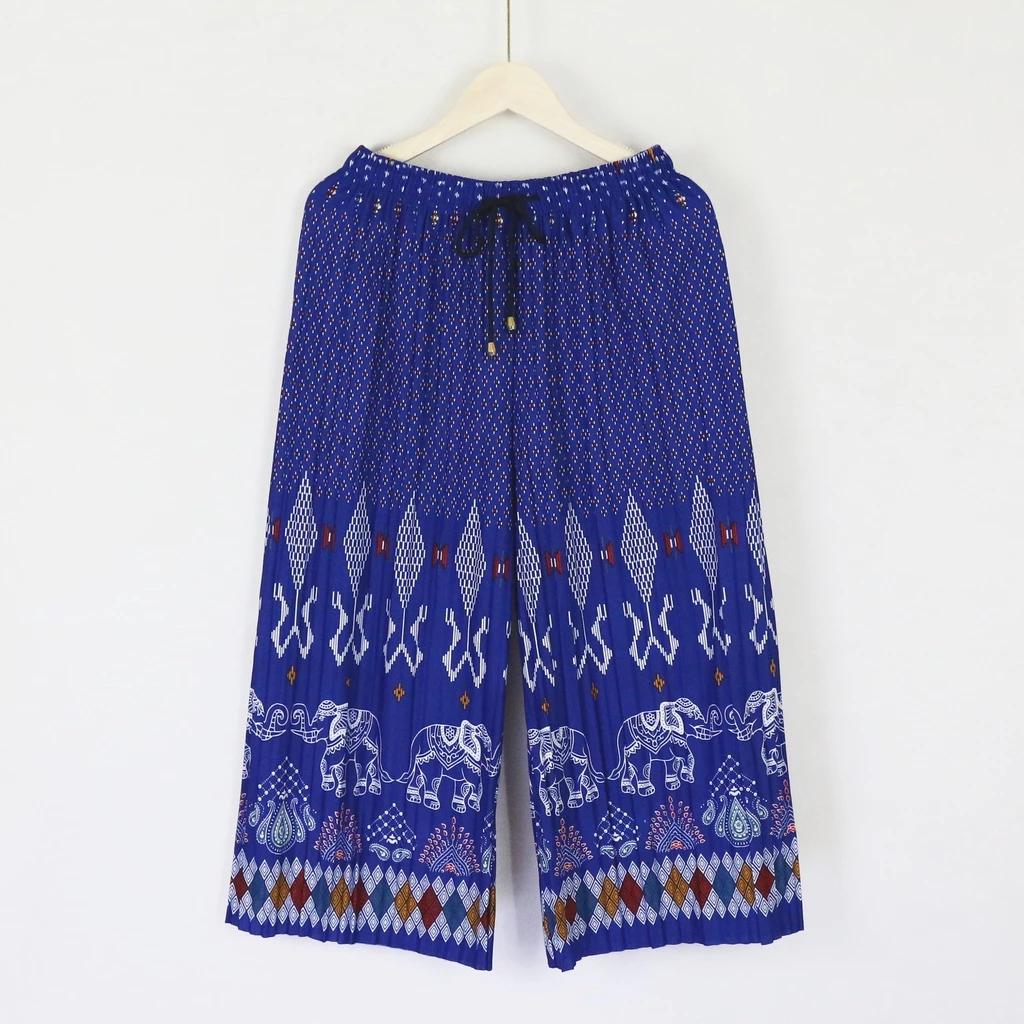 Dlouhé Volné Kalhoty Sloní Nohy Nastavitelný Elastický Pás Šňůrka Ženy Muži Unisex Potisk Thajsko Ležérní Streetwear Pláž Léto Bohémský Retro Vintage