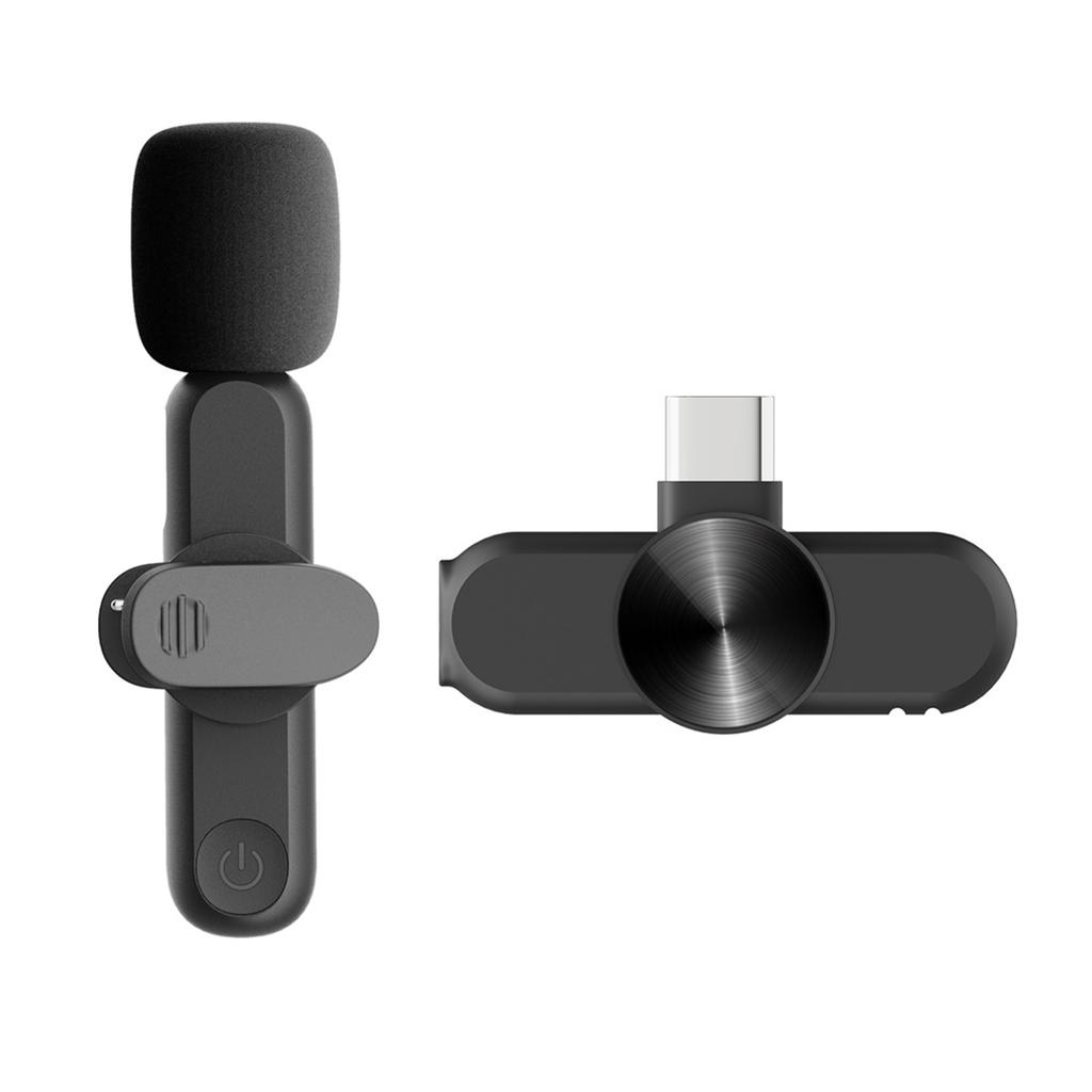2Pcs Wireless Lavalier Microphone Support for IOS Type C Adapter Portable Microphone for Outdoor Live Streaming