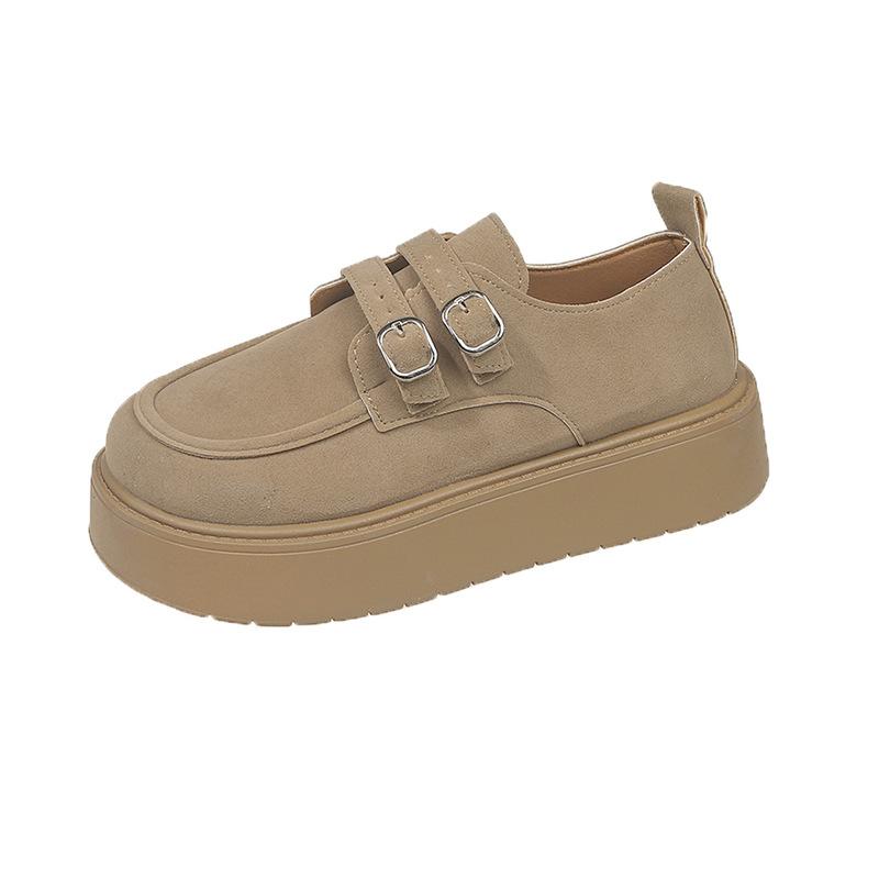 

Thick-soled matte Polken single shoes women s 2025 autumn new one-pedal loafers retro casual loafers single shoes women 35 хаки
