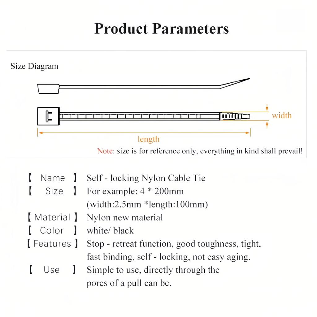 100 Black Nylon Cable Ties, High Tensile Strength, Uv Resistant, Fastening Loop Ties, Self-Locking, Suitable For Home And Office Wire Management