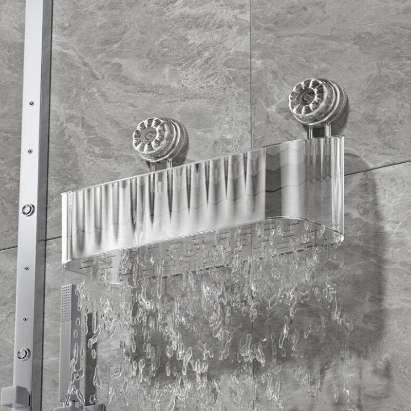 Raft de depozitare cu ventuză Fără găurire Transparent Auriu Baie Scurgere Raft Organizator Montat pe perete