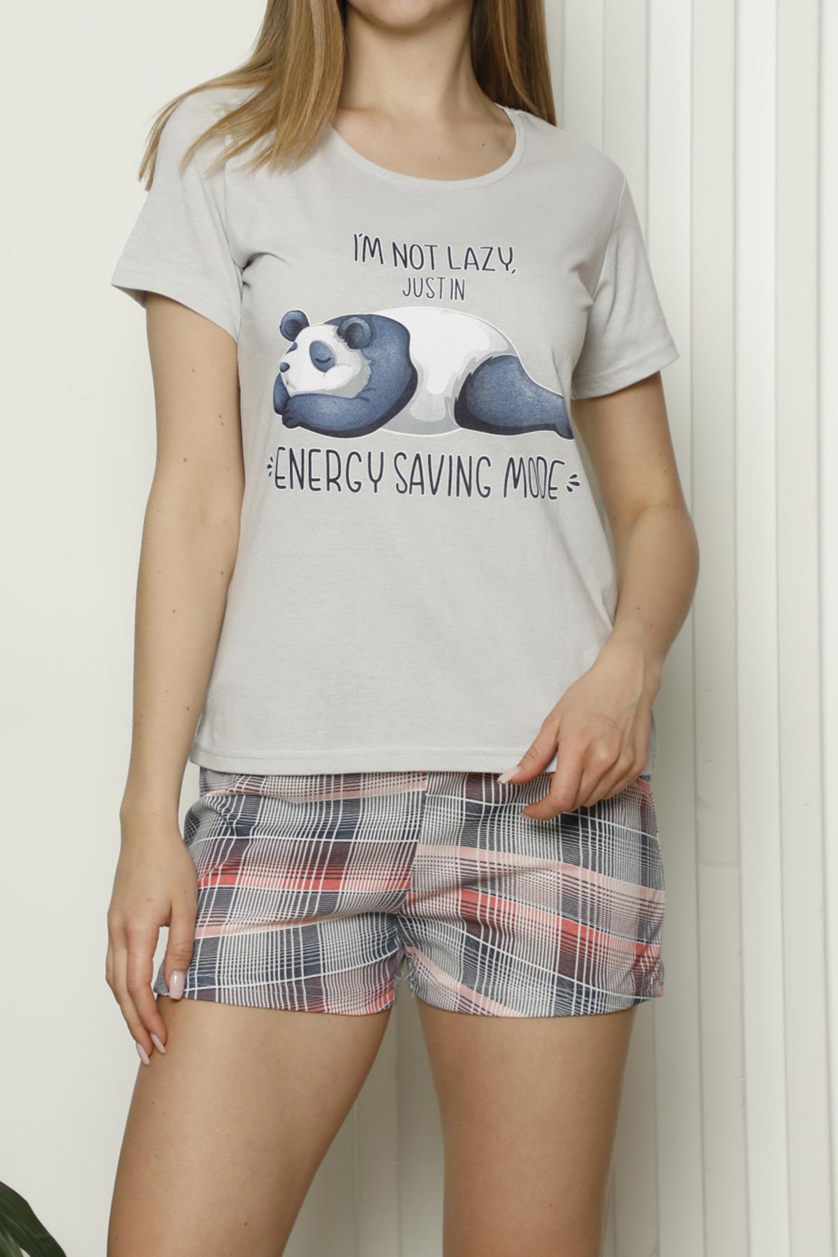 

Женские шорты Пижамный комплект с короткими рукавами и хлопковым принтом