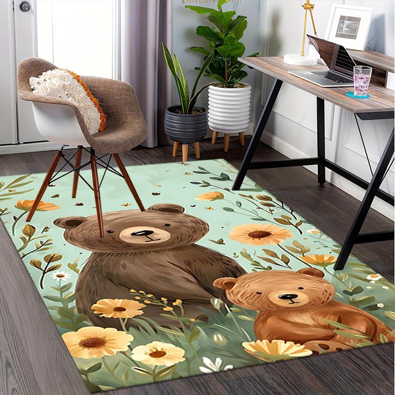 Chair Mat: Cute Bear Family Office Carpet Large Size, Home Decor, Sofa Rug, Gift for Office and Living Room
