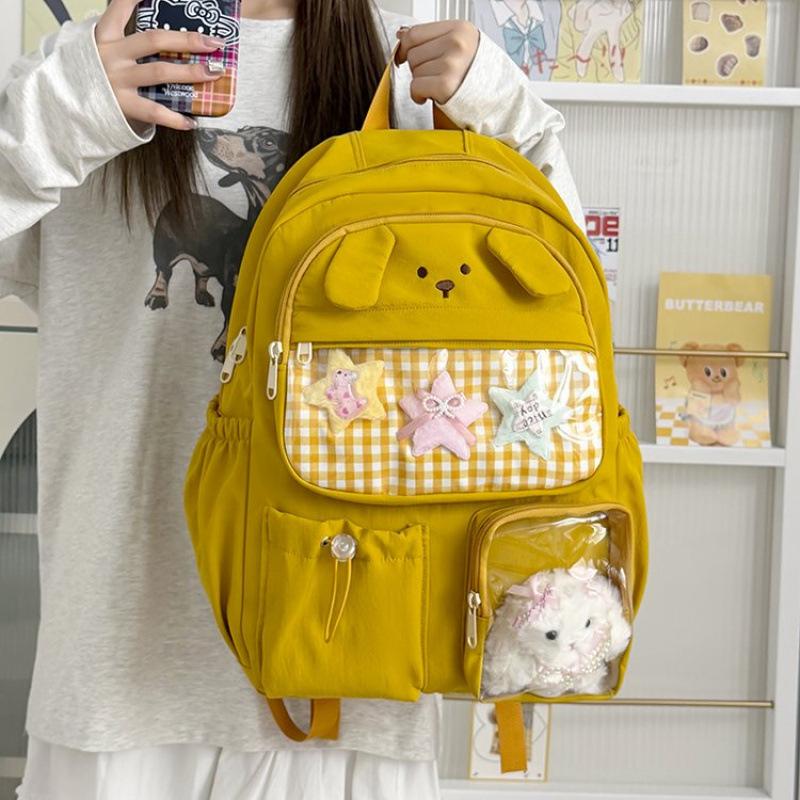 Schoolbag Cute Large Capacity Backpack Casual School Bag Girls Cute Pet Animal Backpack Junior High School Student High School Student Korean Backpack