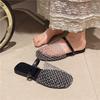 Summer Fisherman Flat Bottom Round Head Baotou Half Slippers Niche Fishnet Weaving Hollow Out Roman Sandals Women